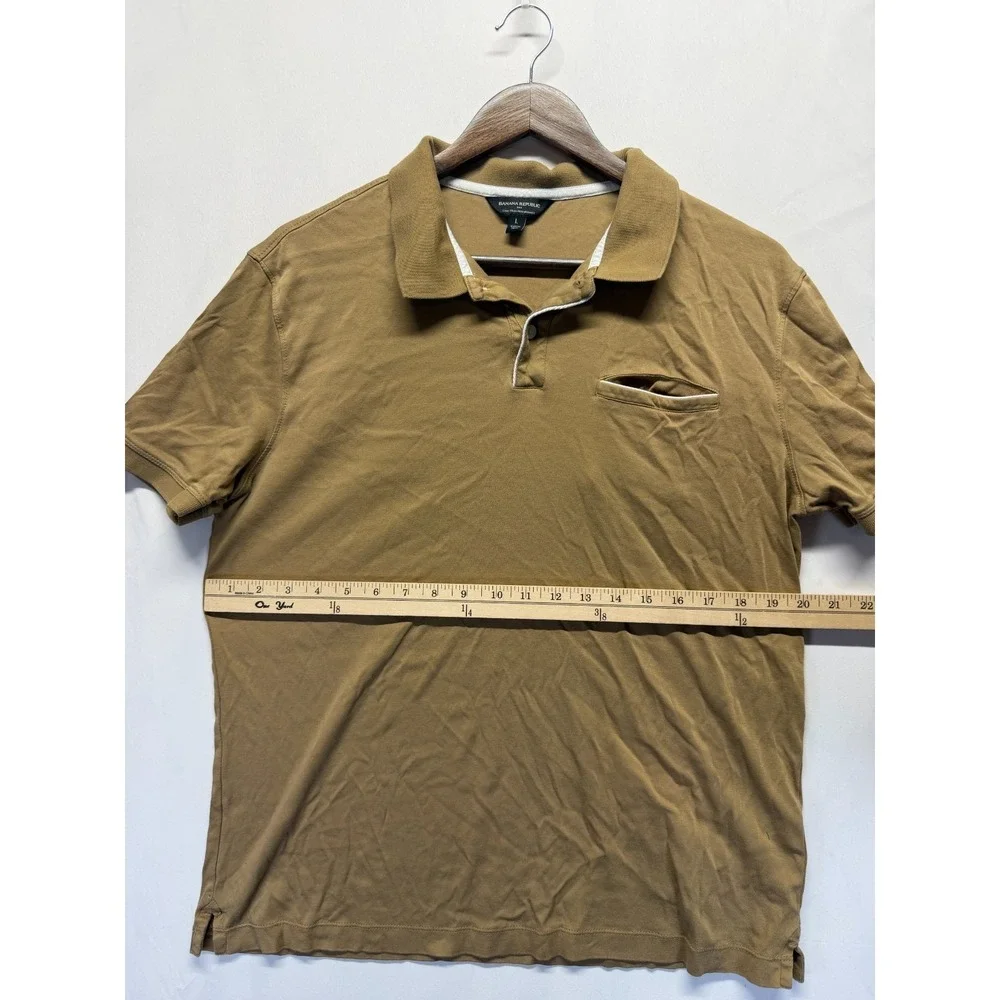 Banana Republic Luxe Touch Performance Polo‎ Shirt Mens Large Camel Golf Tennis